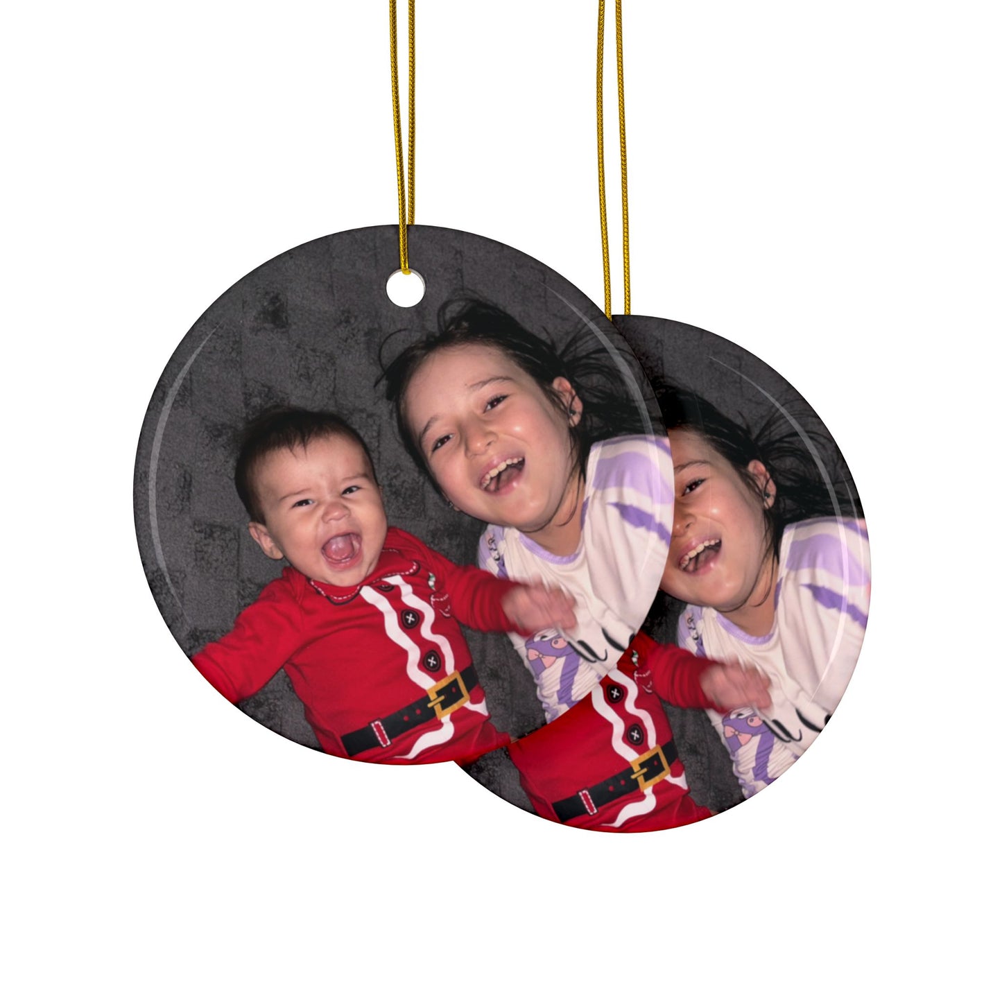 Personalized Ceramic Ornaments, Holiday Decor, 2-Sided Prints for Christmas, Family Keepsake, Customizable Gift, Unique Tree Decor