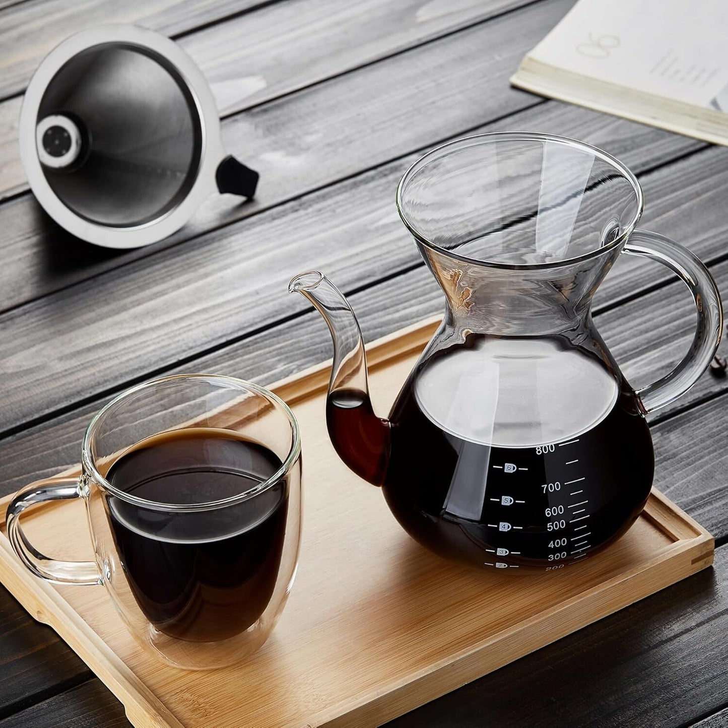 Pour over Coffee Maker Set - Pour over Kit Includes Large Glass Carafe and Filte