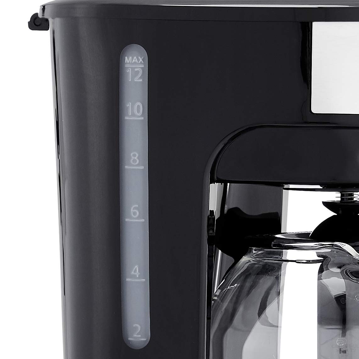 Amazon Basics Programmable 12 Cup Drip Coffee Maker, Coffee Machine with Glass Coffee Pot (1.9 Qt), Auto Shut-off, Touch Screen, Auto Pause, Removable Filter Basket, Black & Silver