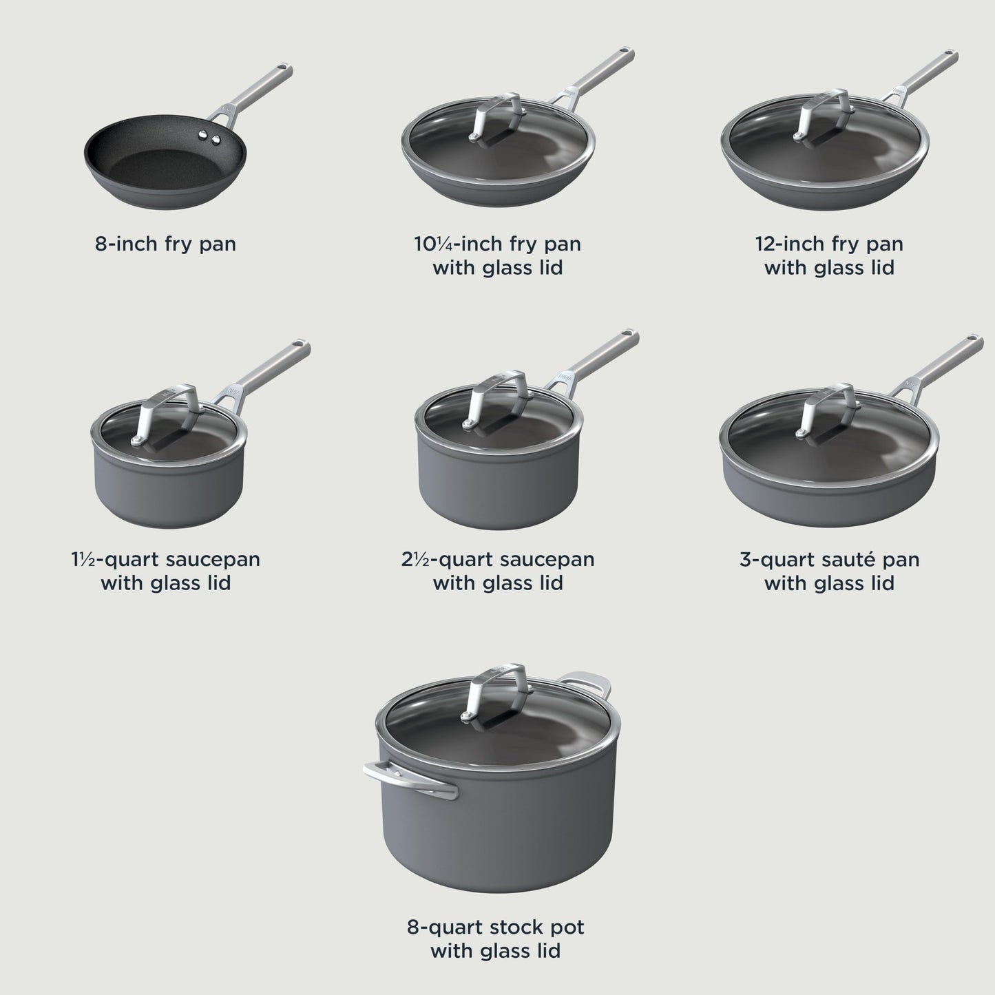 Ninja Cookware, Ninja NeverStick Professional, 16-Piece Pots and Pans Set, Non Stick Frying Pans, Kitchen Essentials, Stock Pot, Sauce Pan, Glass Lids, Saute Pan, All Stovetops, Black, C39900