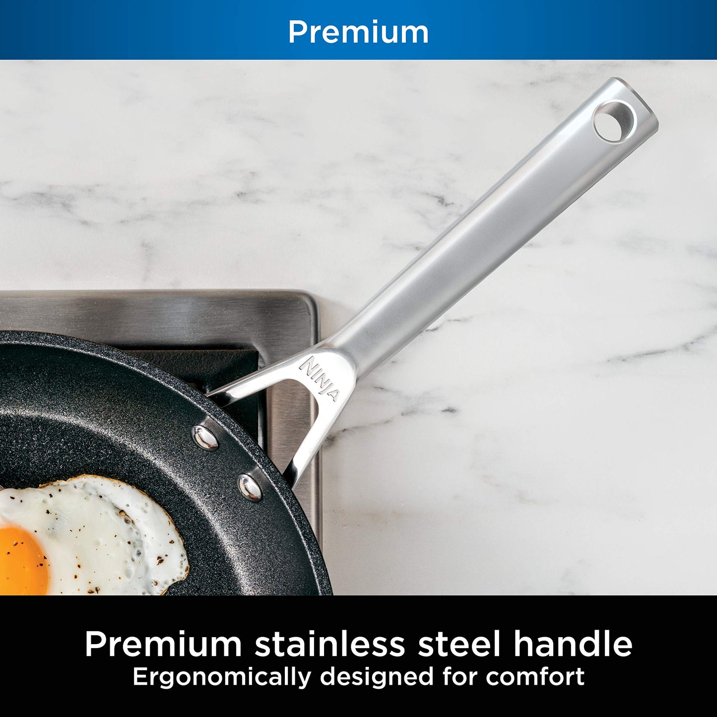 Ninja Cookware, Ninja NeverStick Professional, 16-Piece Pots and Pans Set, Non Stick Frying Pans, Kitchen Essentials, Stock Pot, Sauce Pan, Glass Lids, Saute Pan, All Stovetops, Black, C39900