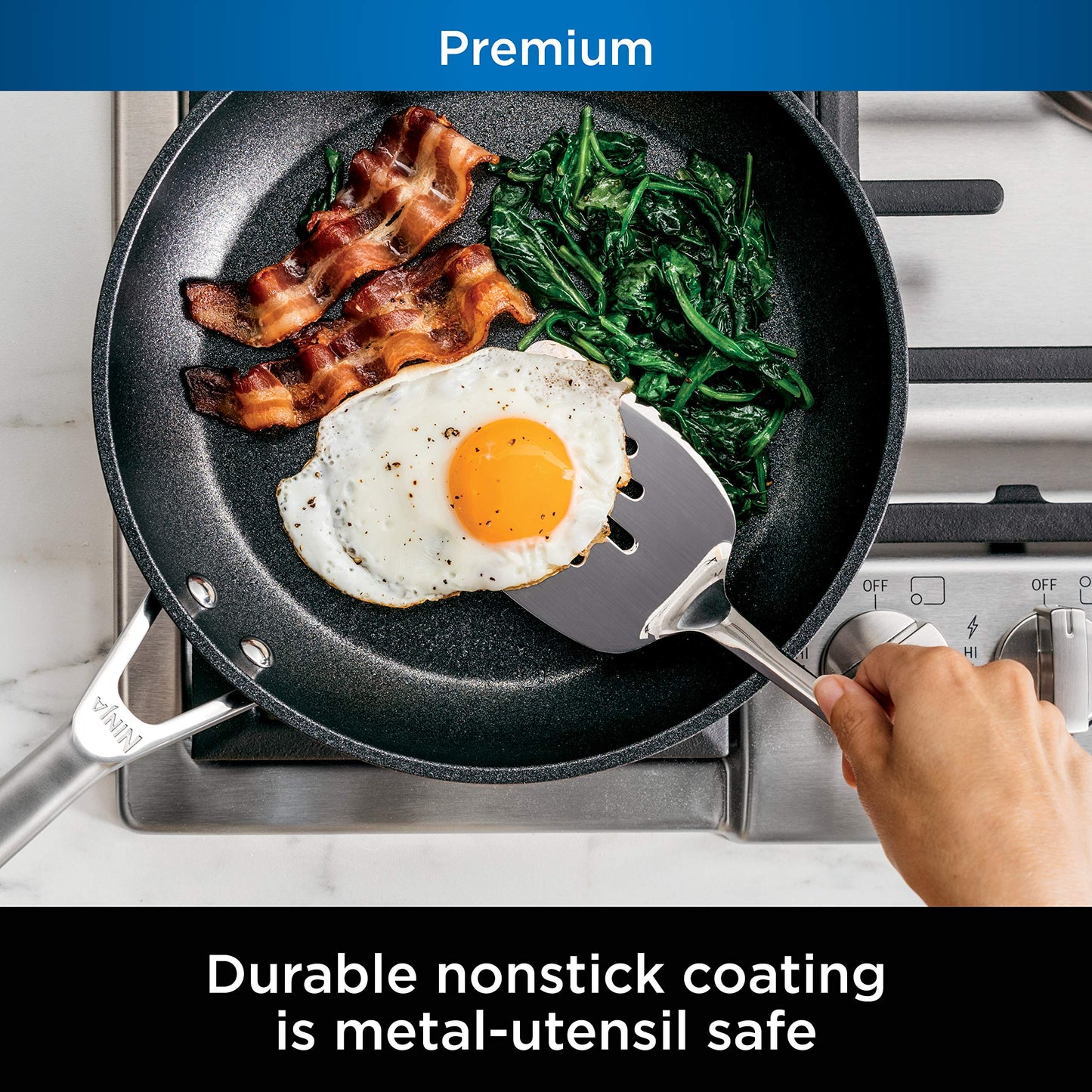 Ninja Cookware, Ninja NeverStick Professional, 16-Piece Pots and Pans Set, Non Stick Frying Pans, Kitchen Essentials, Stock Pot, Sauce Pan, Glass Lids, Saute Pan, All Stovetops, Black, C39900