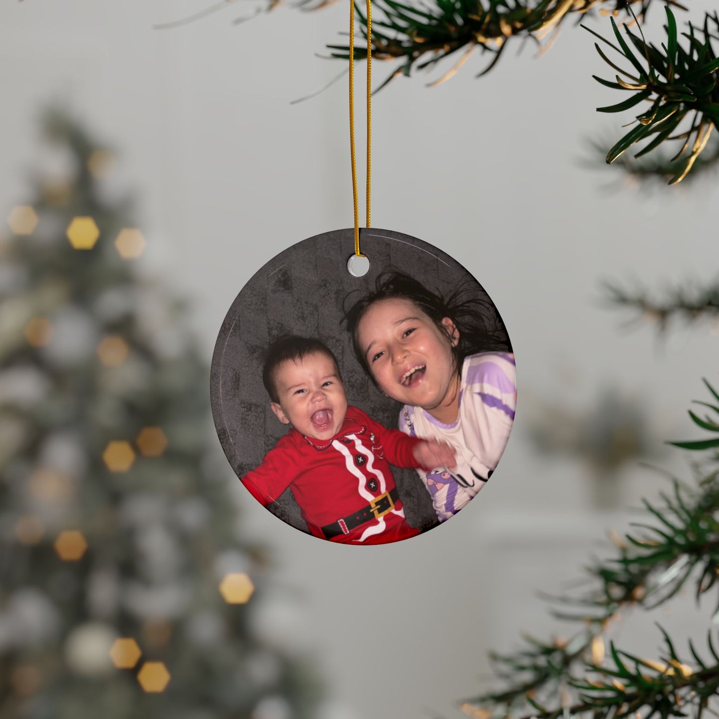 Personalized Ceramic Ornaments, Holiday Decor, 2-Sided Prints for Christmas, Family Keepsake, Customizable Gift, Unique Tree Decor