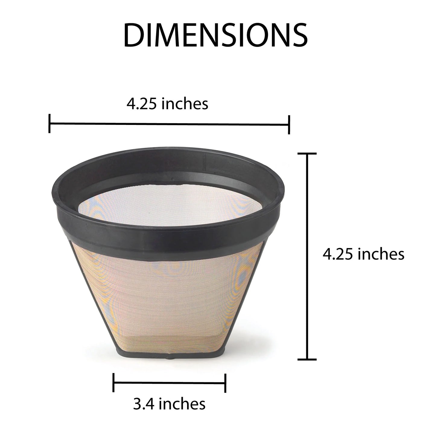Gold Mesh Permanent Coffee Filter, Number 2-Size Filter, Brews 2 to 6-Cups