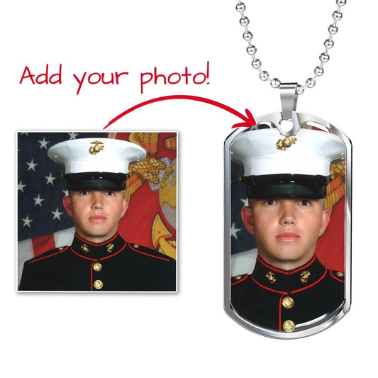 - “Forever Salute™ – Engraved Dog Tag with Photo” A timeless tribute to those who stood tall.