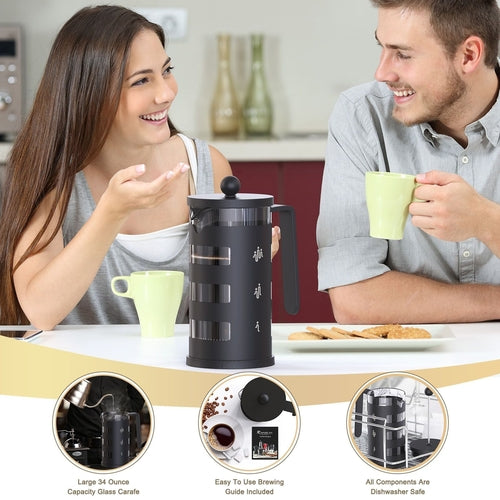RAINBEAN French Press Coffee Maker Easy Cleaning Cafeteria, Heat