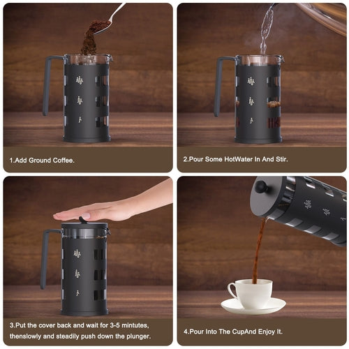 RAINBEAN French Press Coffee Maker Easy Cleaning Cafeteria, Heat