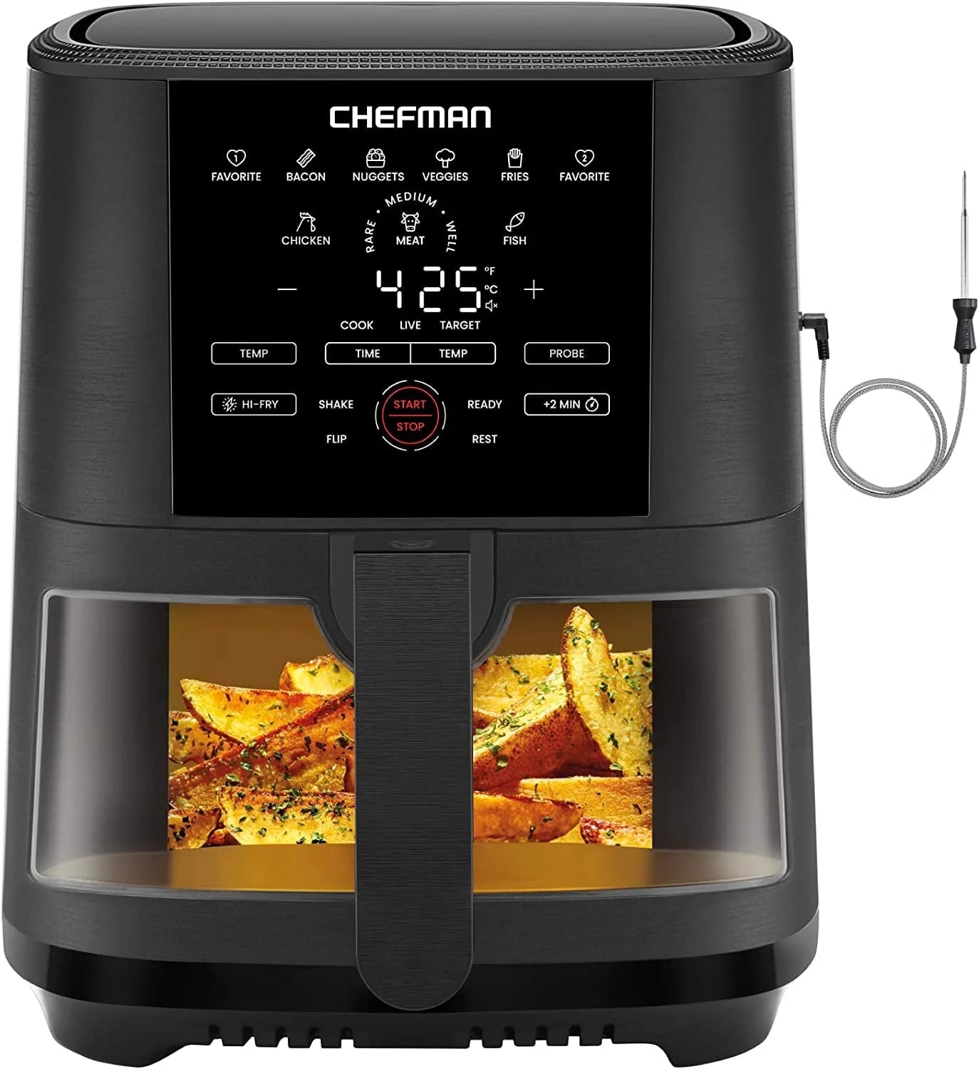 Air Fryer W/ Digital Touch Display, 5 Qt. Capacity, Windowed Basket - Black, New
