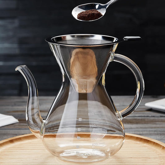 Pour over Coffee Maker Set - Pour over Kit Includes Large Glass Carafe and Filte