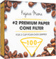 V02 Premium Paper Cone Filter - 100Pc Set of Disposable Filters Designed for 2-Cup Pour over Dripper - Made of the Finest Wood Pulp - Perfect Drip, Full Flavor, No Coffee-Ground Residue