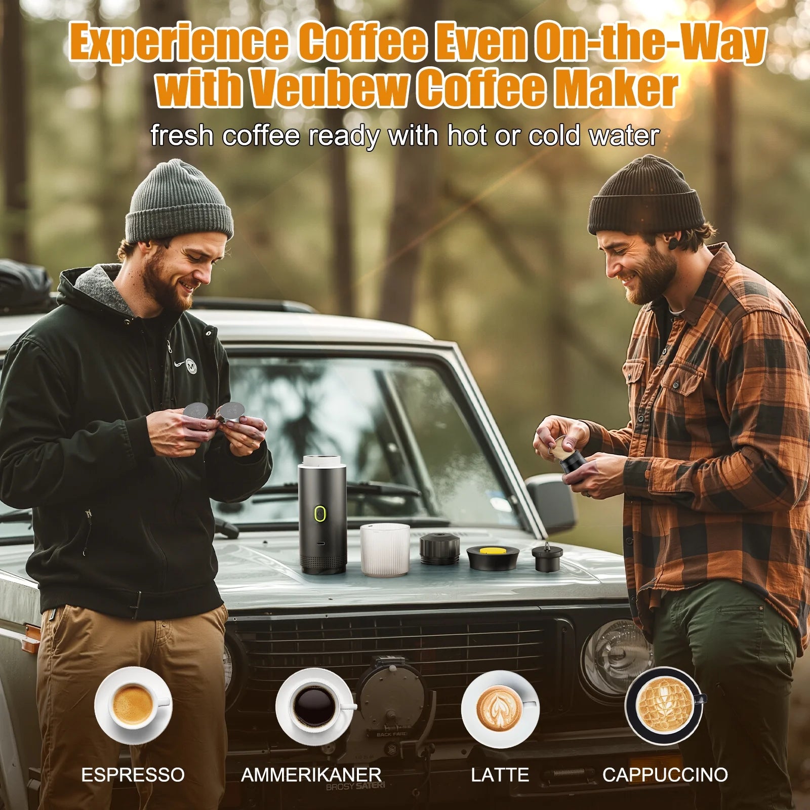 Mini Coffee Maker, Electric Espresso Machine, One Button Capsule Espresso Maker with Fast Self-Heating, Travel Coffee Machine for Home Office Camping