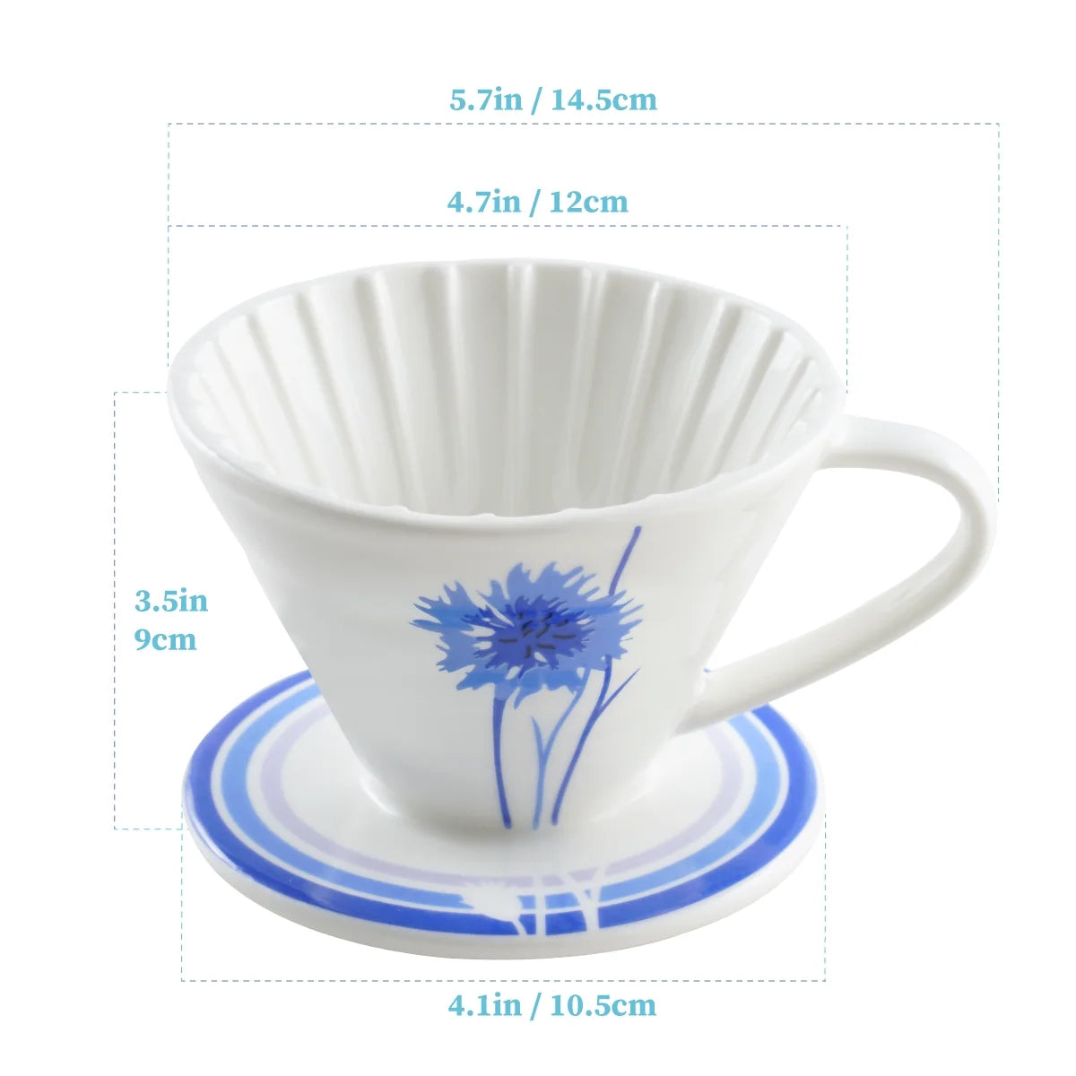 Borosilicate Glass Coffee Carafe & Ceramic Pour over Coffee Dripper for 1 to 2 Cups Kit, 600 ML (20 Fl Oz) Heat Resistant Glass Coffee Server W/ Size 01 Ceramic Cone Coffee Maker, BB1101