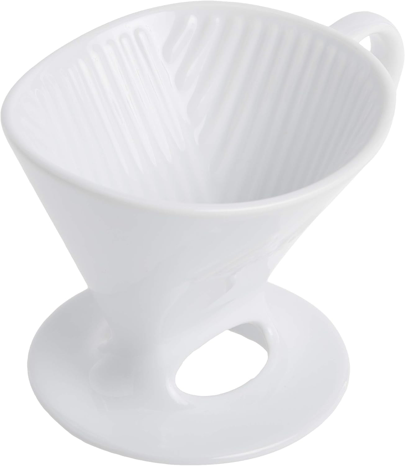 1 Cup Porcelain Pour-Over Cone Coffeemaker, Glossy White