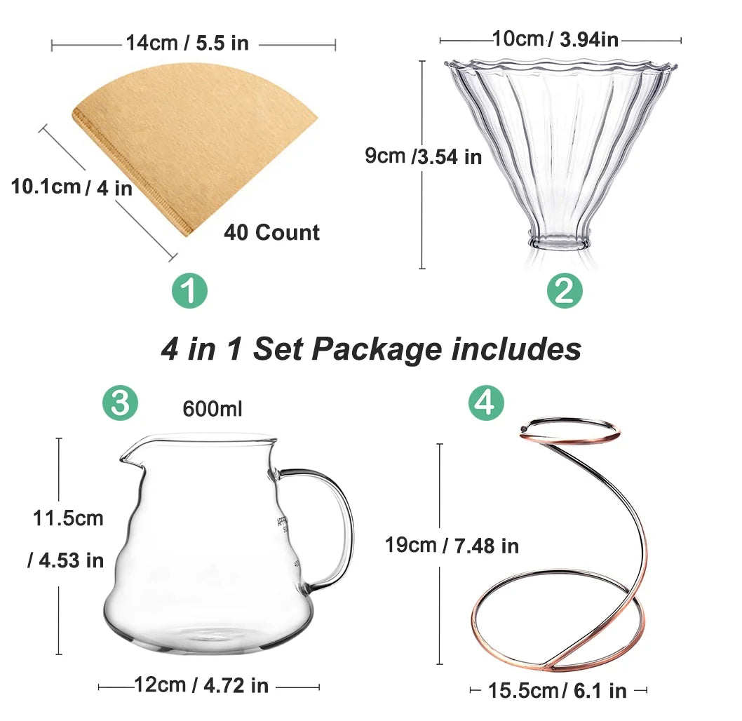 Glass Heat Resistance Pour over Coffee Drippers