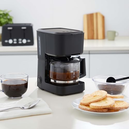 Amazon Basics Programmable 12 Cup Drip Coffee Maker, Coffee Machine with Glass Coffee Pot (1.9 Qt), Auto Shut-off, Touch Screen, Auto Pause, Removable Filter Basket, Black & Silver