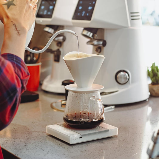 Pour over Coffee Maker Set, White Ceramic Coffee Dripper with 650Ml Coffee Glass Server V60 Paper Filter for Cafe Home Restaurant 6291-12102-03A