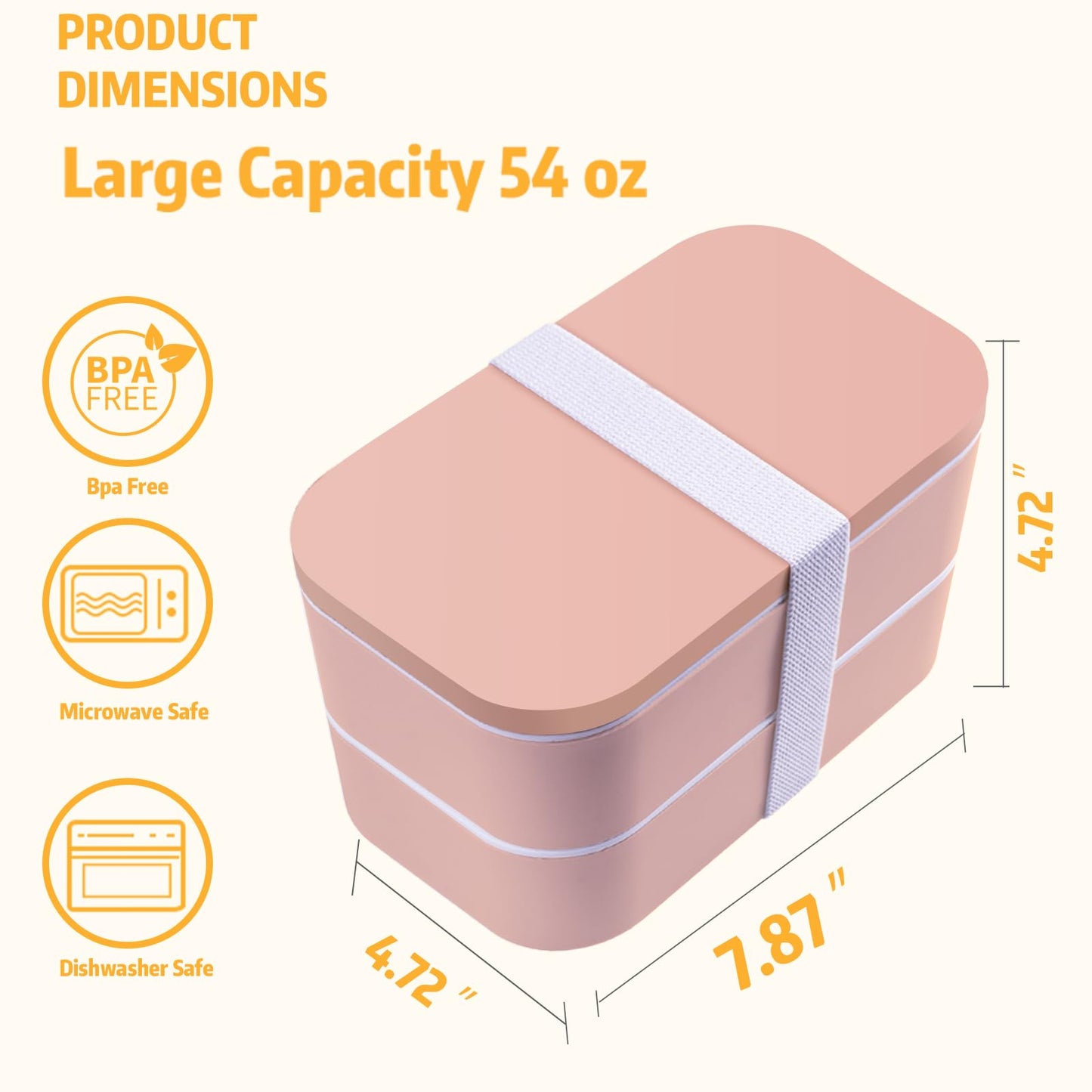 Bento Box with Lunch Bag Microwavable All-in-One Meal Prep Compartment Lunch Containers with Utensils Leak Resistant Lunch Box with Sauce Container 60oz White