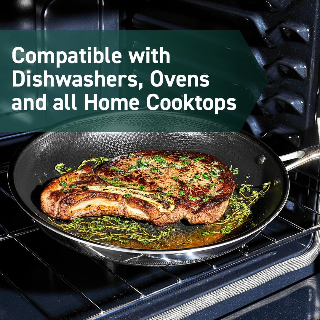HexClad Hybrid Nonstick 14-Piece Cookware Set, 8", 10", and 12" Pans with Lids, 2, 3, and 8Qt Pots with Lids, and 2 Silicone Trivets, Stay-Cool Handles, Dishwasher and Oven-Safe, Induction Ready