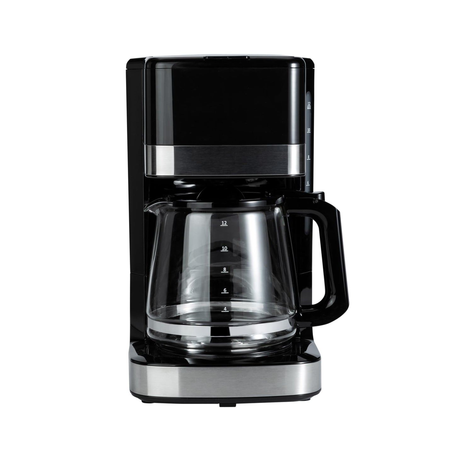 Amazon Basics Programmable 12 Cup Drip Coffee Maker, Coffee Machine with Glass Coffee Pot (1.9 Qt), Auto Shut-off, Touch Screen, Auto Pause, Removable Filter Basket, Black & Silver