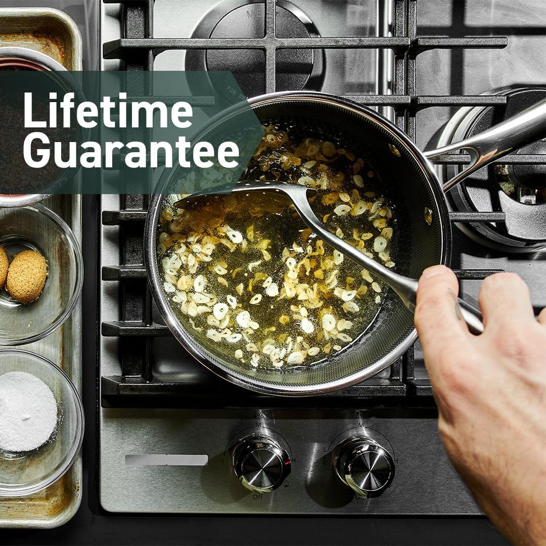 HexClad Hybrid Nonstick 14-Piece Cookware Set, 8", 10", and 12" Pans with Lids, 2, 3, and 8Qt Pots with Lids, and 2 Silicone Trivets, Stay-Cool Handles, Dishwasher and Oven-Safe, Induction Ready