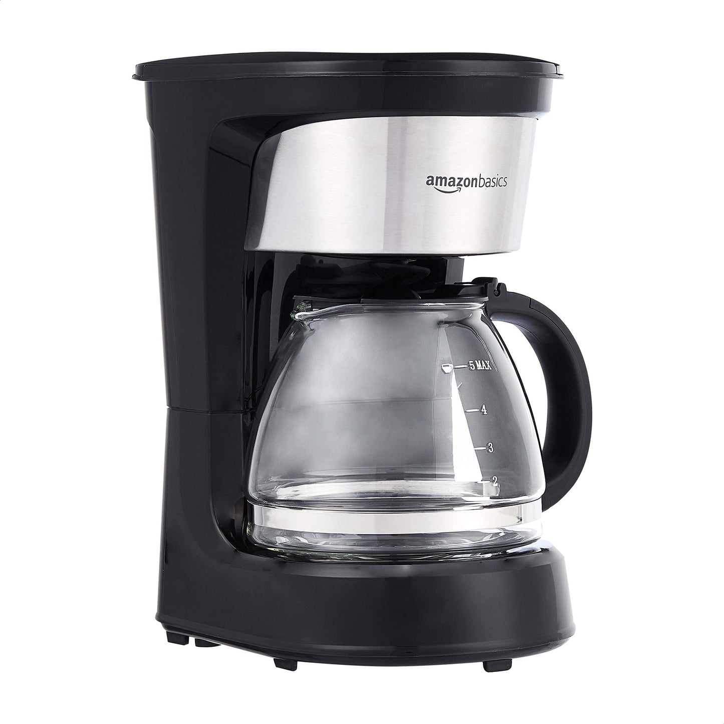 Amazon Basics Programmable 12 Cup Drip Coffee Maker, Coffee Machine with Glass Coffee Pot (1.9 Qt), Auto Shut-off, Touch Screen, Auto Pause, Removable Filter Basket, Black & Silver