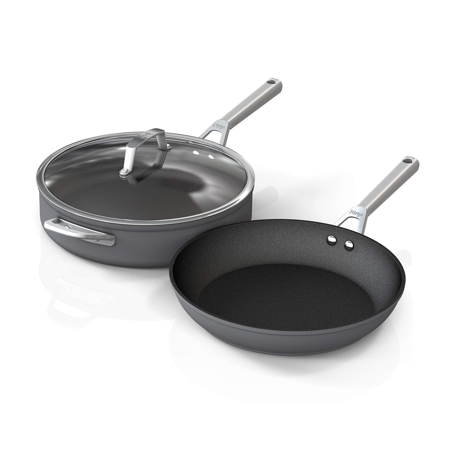 Ninja Cookware, Ninja NeverStick Professional, 16-Piece Pots and Pans Set, Non Stick Frying Pans, Kitchen Essentials, Stock Pot, Sauce Pan, Glass Lids, Saute Pan, All Stovetops, Black, C39900