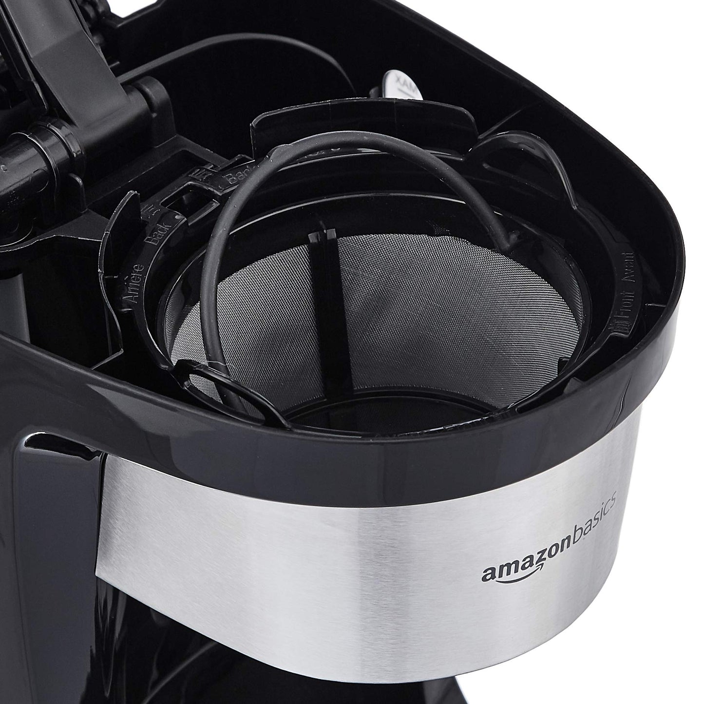 Amazon Basics Programmable 12 Cup Drip Coffee Maker, Coffee Machine with Glass Coffee Pot (1.9 Qt), Auto Shut-off, Touch Screen, Auto Pause, Removable Filter Basket, Black & Silver