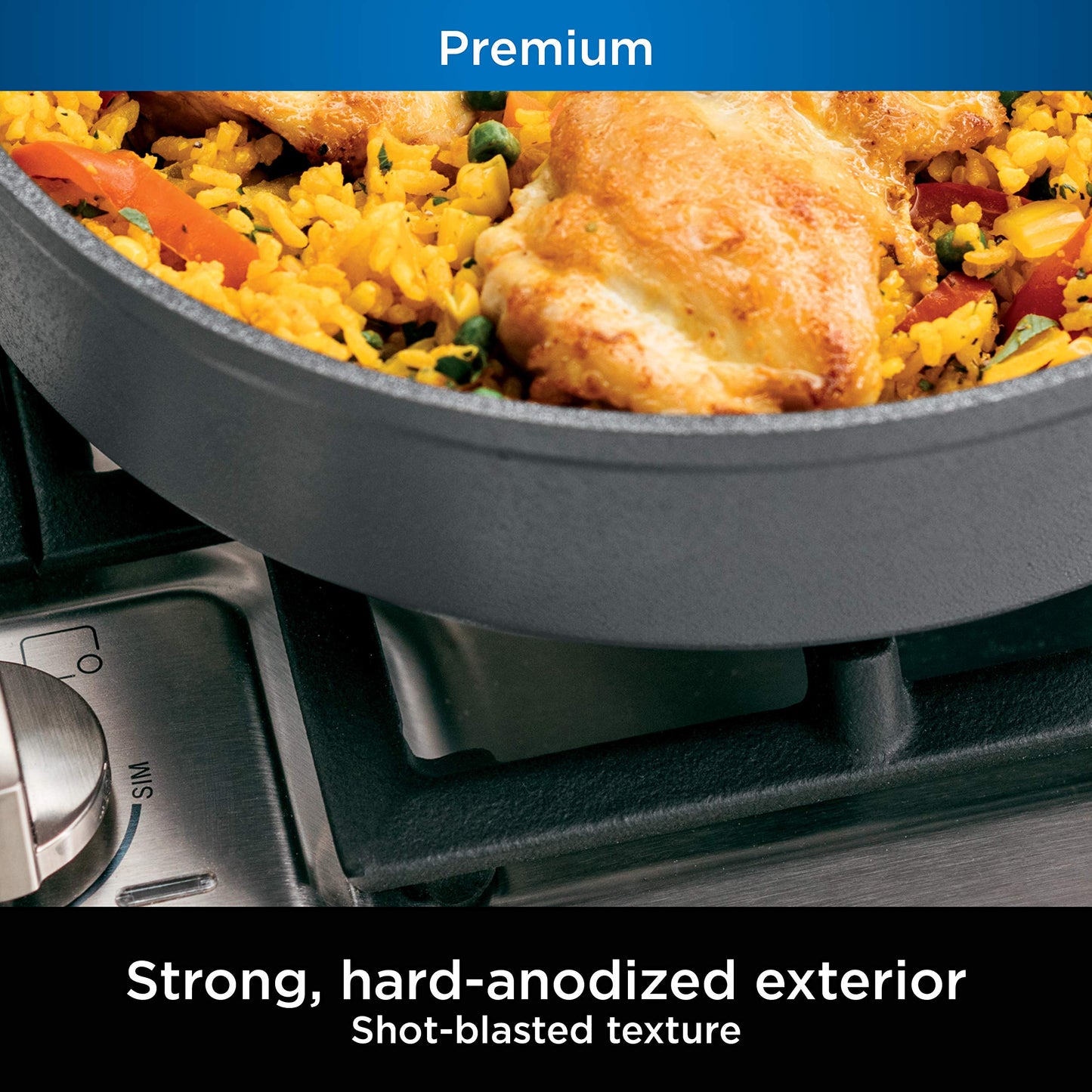 Ninja Cookware, Ninja NeverStick Professional, 16-Piece Pots and Pans Set, Non Stick Frying Pans, Kitchen Essentials, Stock Pot, Sauce Pan, Glass Lids, Saute Pan, All Stovetops, Black, C39900