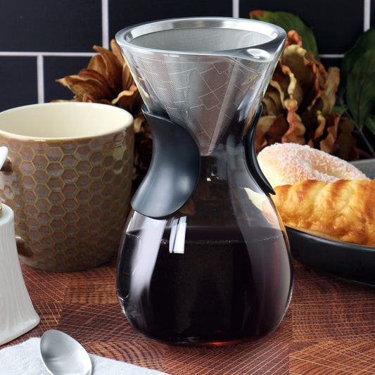 Verduzco 1 Liter Clear Glass Pour over Coffee Maker with Fine Mesh Filter