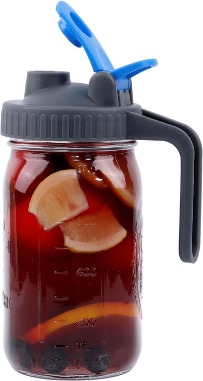 32 Oz Wide Mouth Glass Mason Jar Pitcher with Pour Spout and Handle