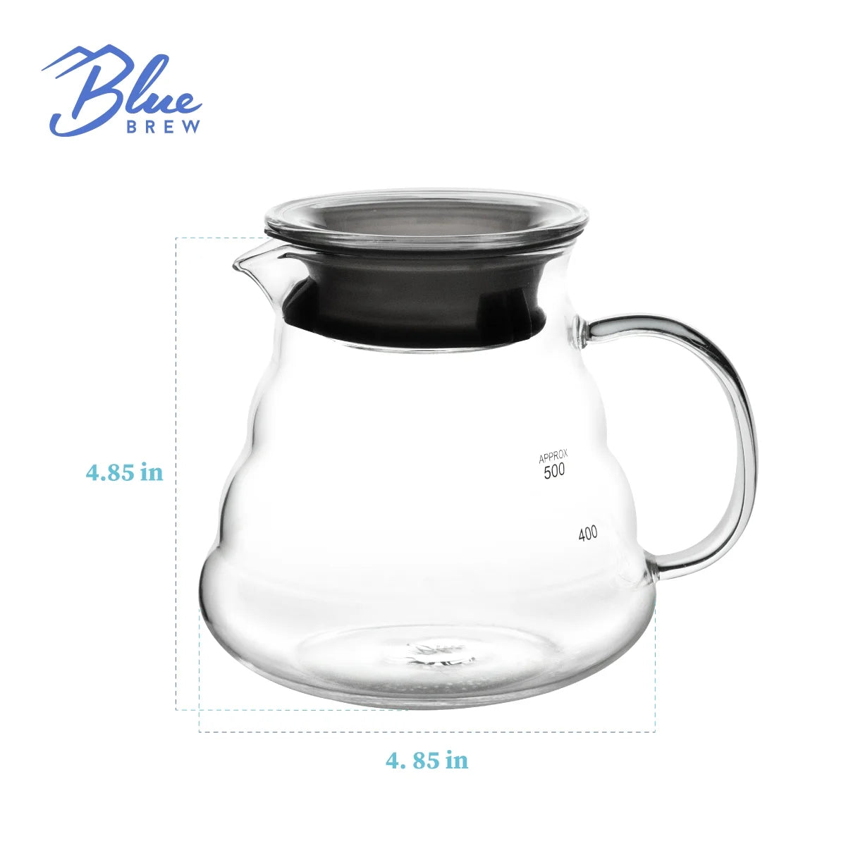 Borosilicate Glass Coffee Carafe & Ceramic Pour over Coffee Dripper for 1 to 2 Cups Kit, 600 ML (20 Fl Oz) Heat Resistant Glass Coffee Server W/ Size 01 Ceramic Cone Coffee Maker, BB1101