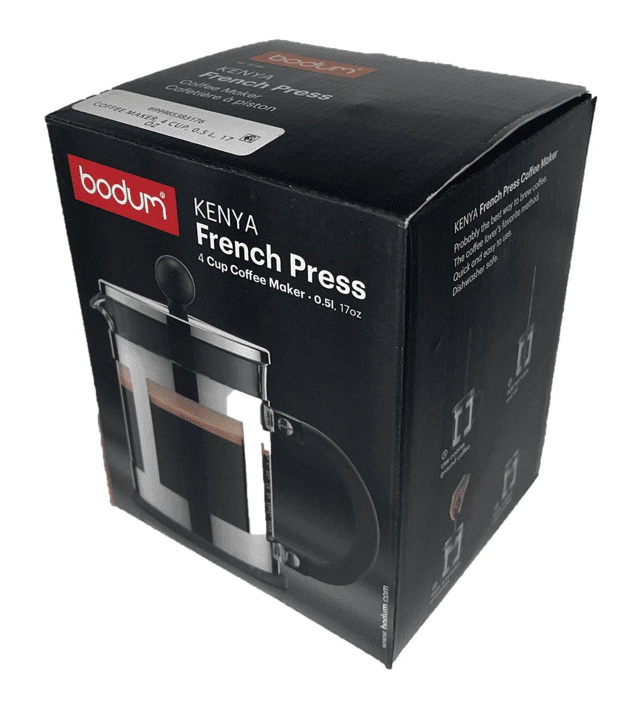 17 Oz Kenya French Press Coffeemaker, Stainless Steel, New