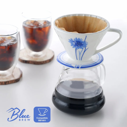 Borosilicate Glass Coffee Carafe & Ceramic Pour over Coffee Dripper for 1 to 2 Cups Kit, 600 ML (20 Fl Oz) Heat Resistant Glass Coffee Server W/ Size 01 Ceramic Cone Coffee Maker, BB1101