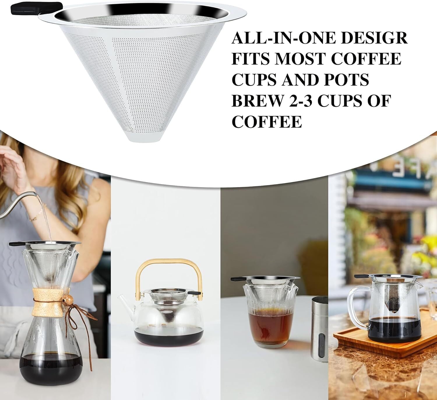 Coffee Dripper Slow Drip Paperless Coffee Filter, Double Mesh Stainless Steel